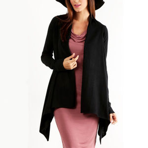 Mystree | Black Open Front Cardigan Sweater